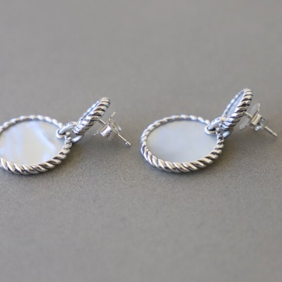 David Yurman Elements Double Drop Earrings Mother of Pearl with Diamonds - Picture 4 of 7